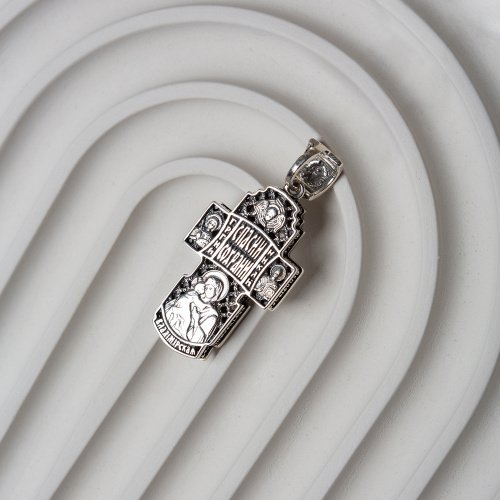 Нательный крестик серебряный 181-0060, чернение, малый фото 5