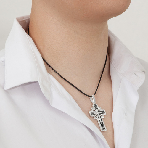 Крест из серебра, частичное чернение, литье 19-0140 фото 5