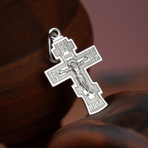 Крест из серебра штампованный белый 19-0139 фото 2
