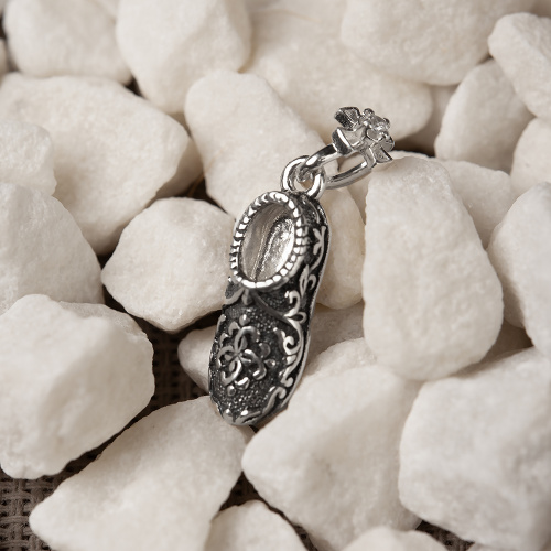 Подвеска (Медальон) "Башмачок свт. Спиридона" частичное чернение с фианитом 19-0131 фото 3