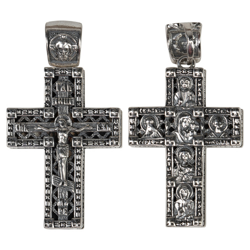 Нательный крестик серебряный 181-0058, чернение, малый