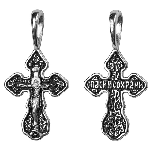 Крест из серебра частичное чернение литье, 19-0122