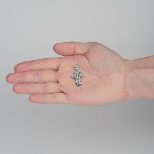 Нательный крестик серебряный 181-0063, чернение, большой фото 4