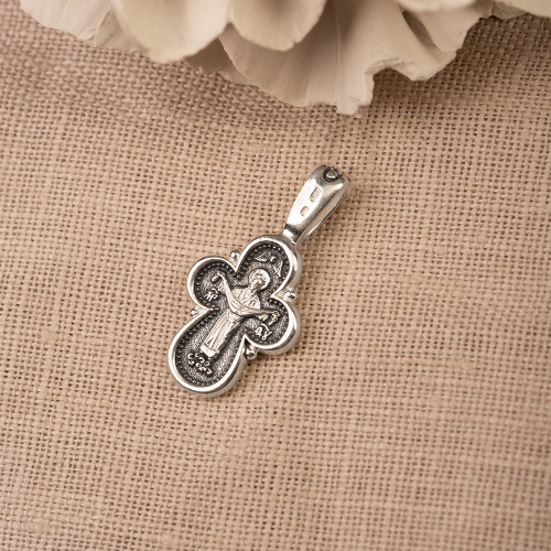 Нательный крестик серебряный 19-0050, литье, частичное чернение фото 2 Нательный крестик серебряный 19-0050, литье, частичное чернение фото 2