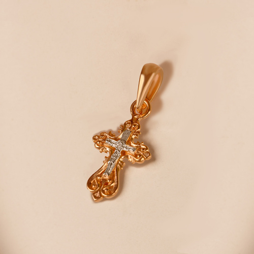 Позолоченный нательный крестик из серебра 19-0100, литье фото 6