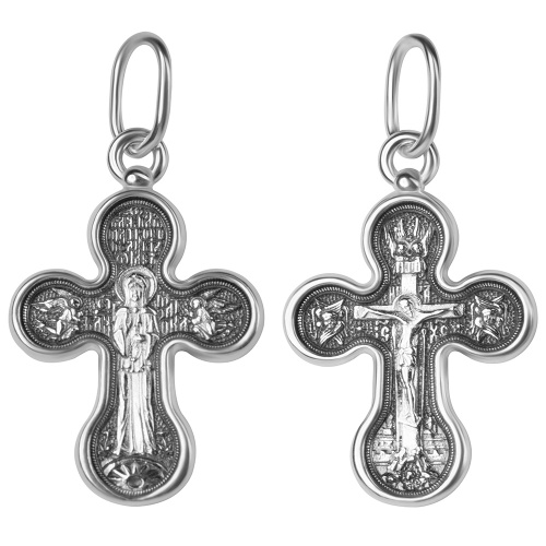 Нательный крестик серебряный 19-0018, литье, частичное чернение