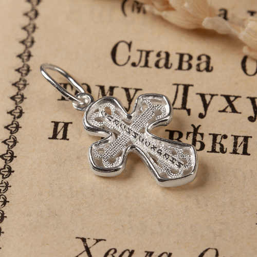Крестик серебряный белый, литье 19-0130 фото 4