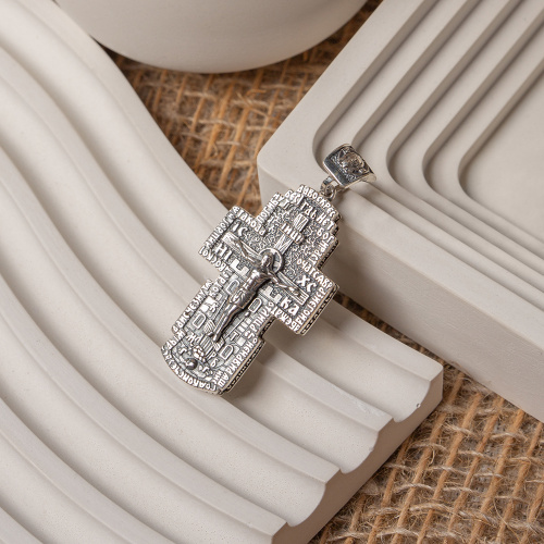 Нательный крестик серебряный 181-0060, чернение, малый фото 3