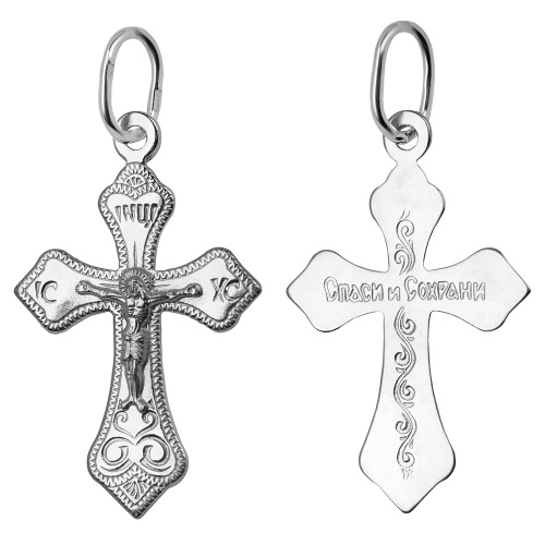 Нательный крестик серебряный 19-0033, штамп