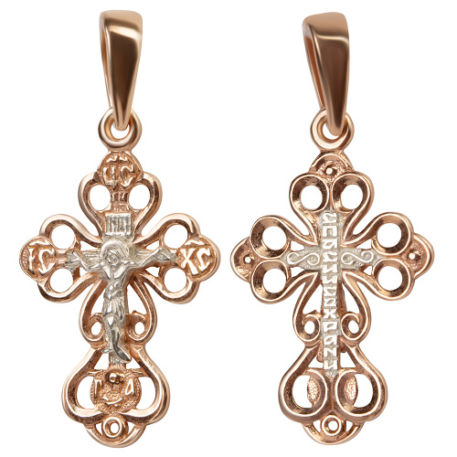 Позолоченный нательный крестик из серебра 19-0099, литье