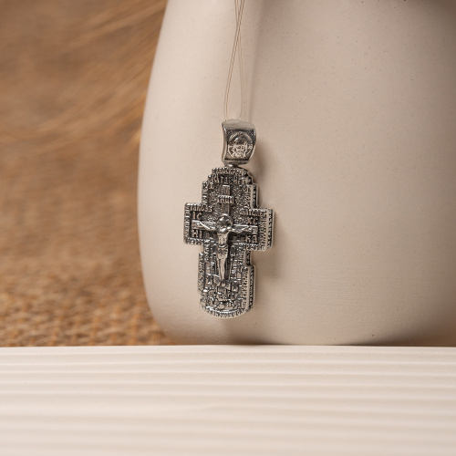 Нательный крестик серебряный 181-0060, чернение, малый фото 6