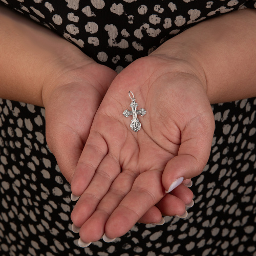 Нательный крестик серебряный 19-0028, штамп фото 5