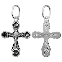 Крест из серебра, частичное чернение, штампованный 19-0137