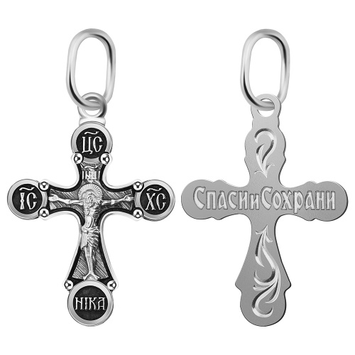 Крест из серебра, частичное чернение, штампованный 19-0137