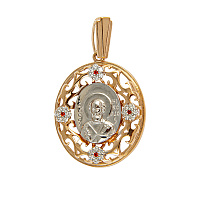 Образок серебряный с ликом святителя Николая Чудотворца 181-0003, позолота, родирование, с фианитами