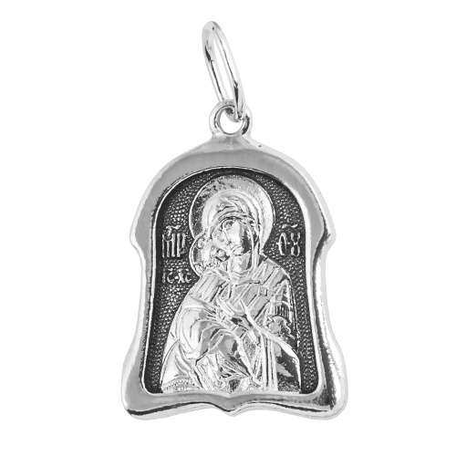 Образок серебряный с ликом Божией Матери "Владимирская" 19-0075, литье, частичное чернение