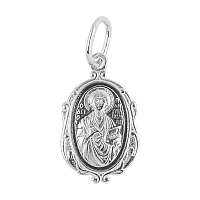 Образок серебряный с ликом великомученика и целителя Пантелеимона 19-0078, штамп, частичное чернение