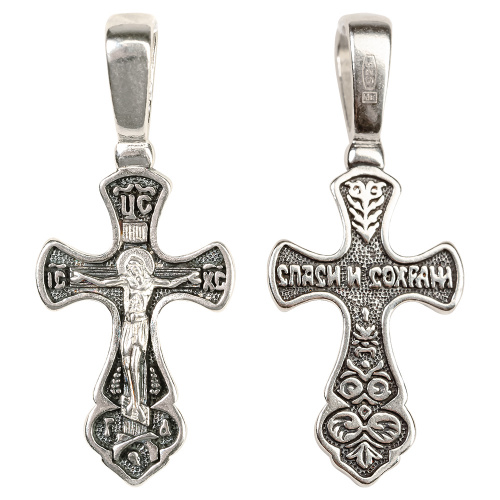 Крест из серебра частичное чернение литье, 19-0120