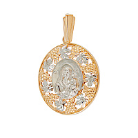 Образок серебряный с ликом Божией Матери "Смоленская" 181-0009, позолота, родирование