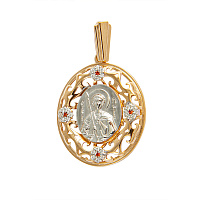 Образок серебряный с ликом великомученика Георгия Победоносца 181-0001, позолота, родирование, с фианитами