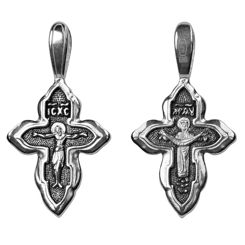Крест из серебра (образ Покрова) частичное чернение литье 19-0121