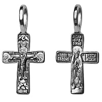 Крест (св. Сергий Радонежский) из серебра частичное чернение литье, 19-0123